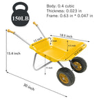 Kids Gardening Tool Set Wheelbarrow 2 Wheel Metal Wheelbarrow Toys (Yellow)
