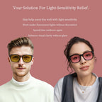 2 Pack Indoor FL-41 Pink & Outdoor Fluorescent-60 Brown Tinted Migraine Light Sensitivity Glasses for Photophobia, Fluorescent LED Glare and Computer, Two Pairs Blue Light Blocking Eyeglasses