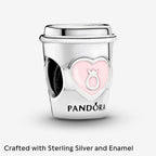 PANDORA Take a Break Coffee Cup Charm - Engraved Charm - Gift for Coffee Lovers - With Gift Box - Compatible Moments Charm Bracelets - Sterling Silver