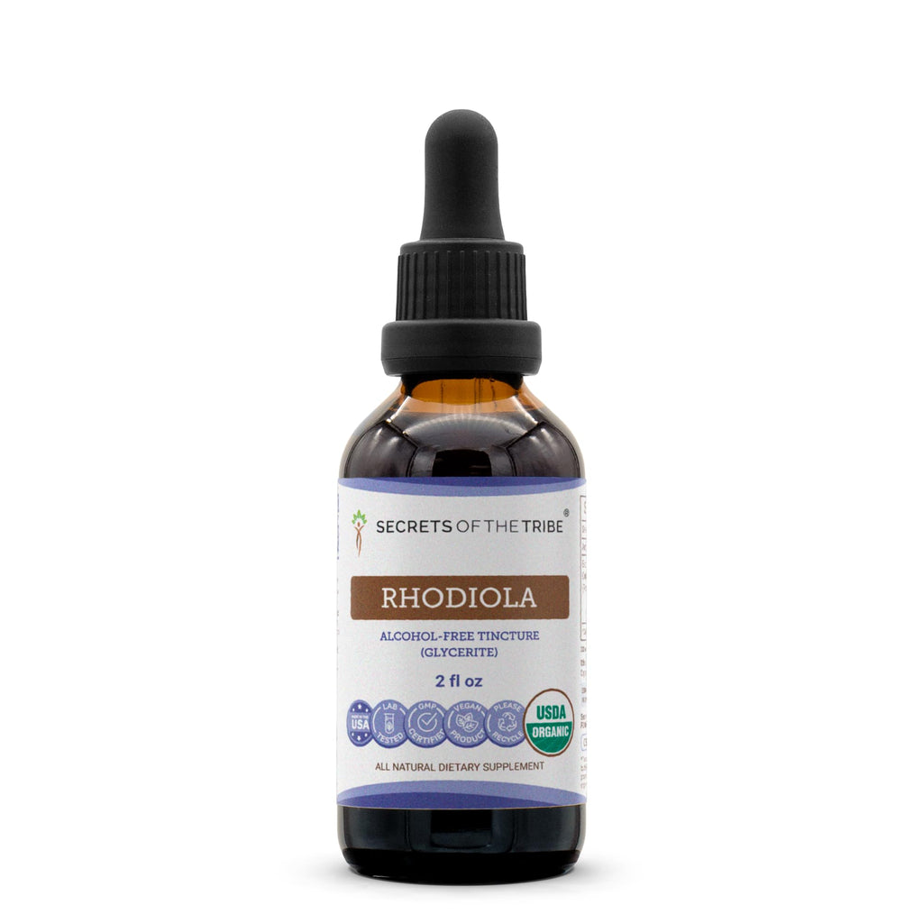 Secrets of the Tribe Rhodiola USDA Organic | Alcohol-Free Extract, High-Potency Herbal Drops | Made from 100% Certified Organic Rhodiola (Rhodiola Rosea) Dried Root 2 oz