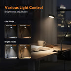LEPOWER Clip on Light/Reading Lights/Book Light/Desk Lamp Color Changeable/Night Lights Clip on for Desk, Bed Headboard and Computers, Adapter Included (Black)