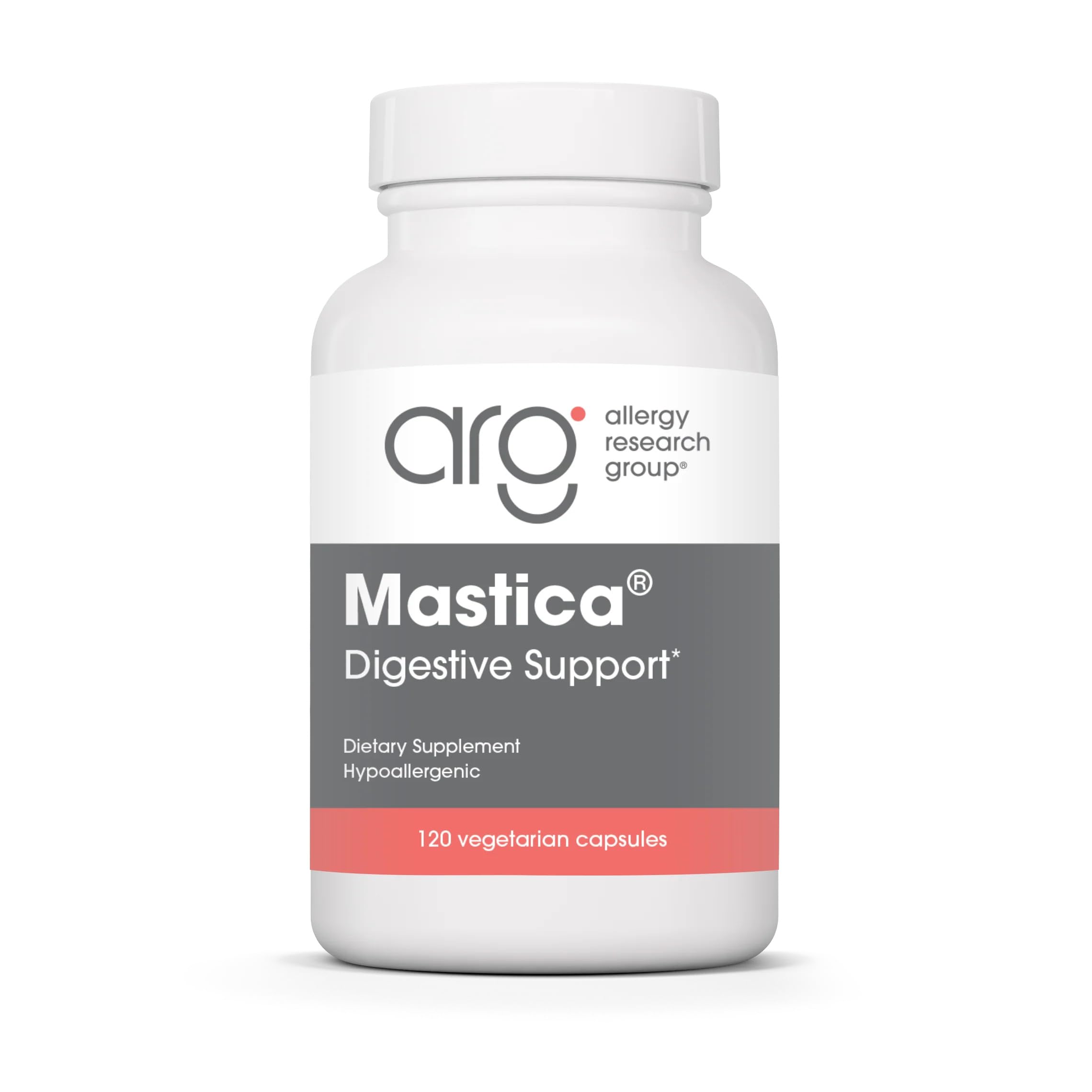 Allergy Research Group ARG Mastica Digestive Support - Supports Digestive Comfort - Delivers 1000 mg Chios Mastic Gum Resin per Serving - Vegetarian & Hypoallergenic - 60 Servings - 120 Capsules