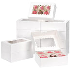 Moretoes 28pcs Cookie Boxes with Window, 9x6x3in Auto-Popup Bakery Boxes