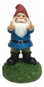 Gnometastic Middle Finger Gnome Statue 8.5in, The Original Double Bird Funny Garden Gnomes Statues Outdoor Decorations for Yard, Patio and Lawn Ornaments
