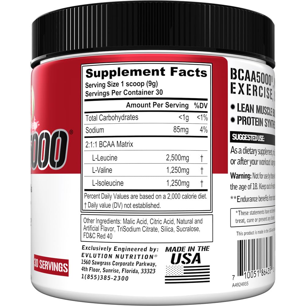 Evlution EVL BCAAs Amino Acids Powder - BCAA Powder Post Workout Recovery Drink and Stim Free Pre Workout Energy - 5g Branched Chain Amino Acids Supplement for Men - Cherry Limeade