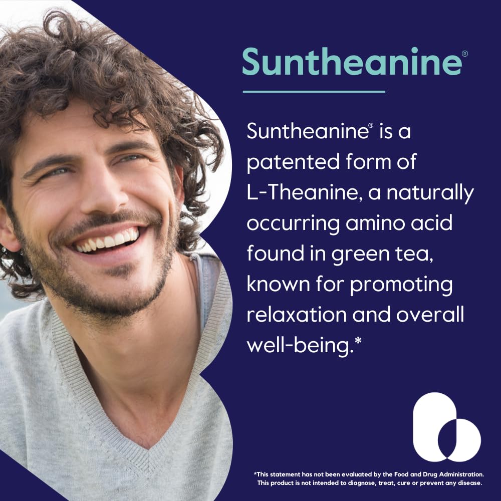 BESTVITE Double Strength Suntheanine L-Theanine 200mg – Patented & Clinically Studied – 120 Vegetarian Capsules (2 x 60) – Vegan – No Stearates – Non GMO – Gluten Free – Relaxation Support