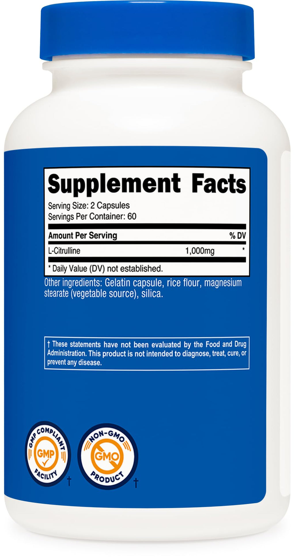 Nutricost L-Citrulline 500mg, 120 Capsules - Gluten Free, Non-GMO, 1000mg Per Serving (60 Serv) (Pack of 2)