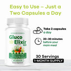 GlucoElixir Pro Capsules - Official GlucoElixir Pro Blood Health Support Advanced Formula Pills - Maximum Strength, Natural Vitamins for Overall Health & Wellness, 60 Capsules for 1 Month