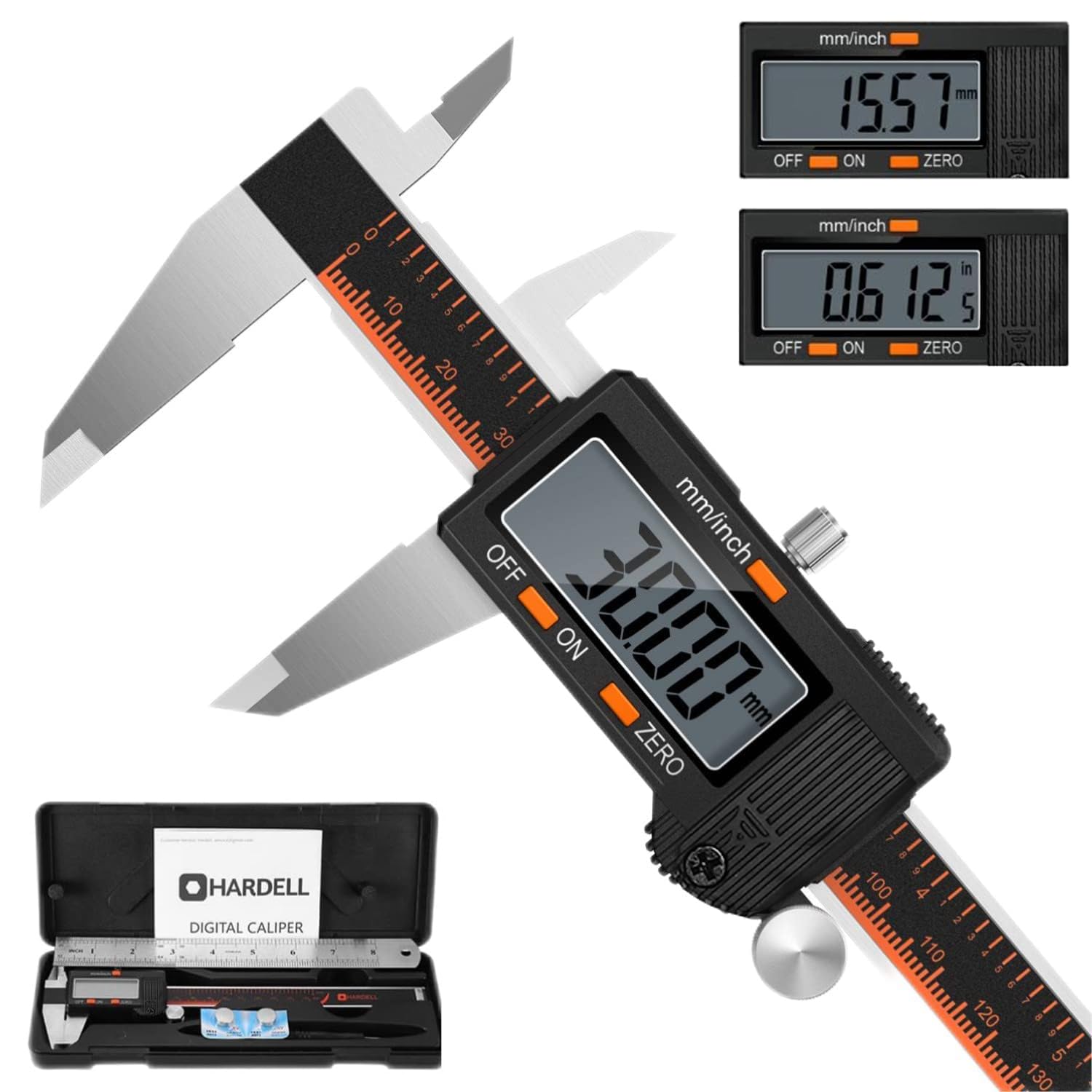 HARDELL Digital Caliper 6 Inch, Caliper Measuring Tool with Large LCD