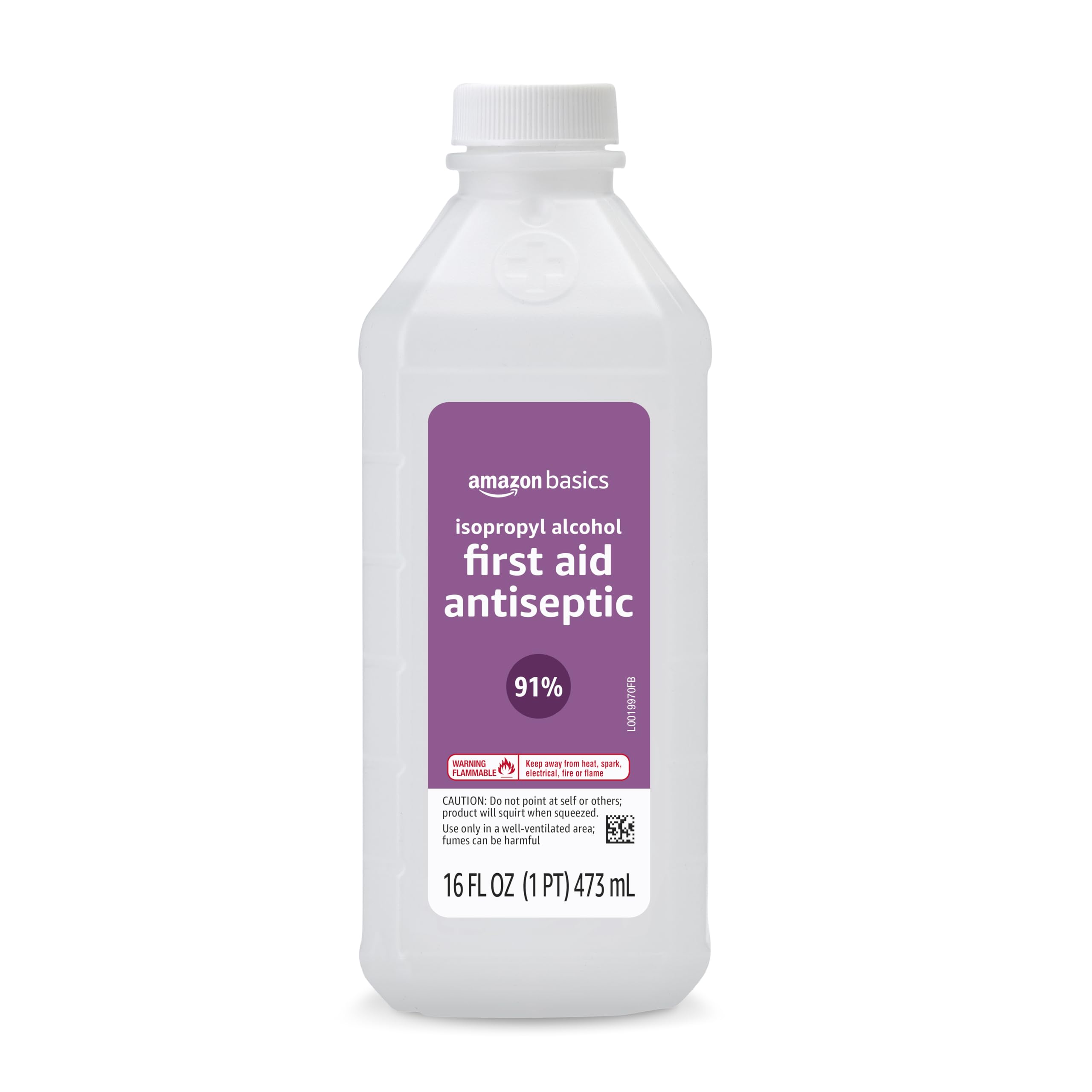 Amazon Basics 91% Isopropyl Alcohol First Aid Antiseptic, Unscented, 16 Fl oz, 1-Pack