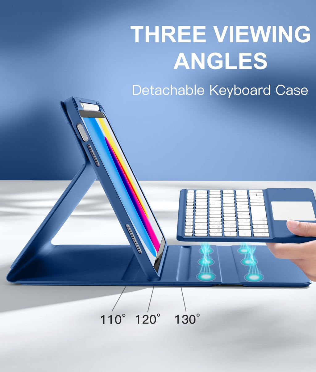 Harvopu for iPad A16 11th/10th Generation Case with Keyboard, Folio Cover