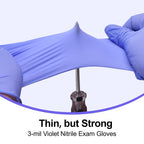 SwiftGrip Disposable Nitrile Exam Gloves, 3mil, Medium, Box of 50, Violet Nitrile Gloves Disposable Latex Free for Medical, Cleaning, Cooking & Esthetician, Food-Safe, Powder-Free, Non-Sterile, Purple