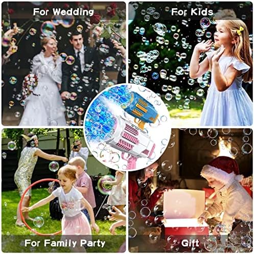 Bubble Machine Automatic Bubble Gun with Bubble Refill Solution, Bubbles Kids Toys for Girls Boys 3 4 5 6 7 8 9 10 11 12 Years Old, Summer Fun Outdoor Toy Birthday Party Favors(No Dip)