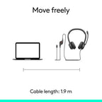 Logitech H391 Wired Headset PC/Laptop Stereo Headphones, USB-C, Graphite