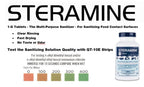 2 Bottles Steramine Sanitizer Tablets (300 Count) + 15x QT-10 Test Strip
