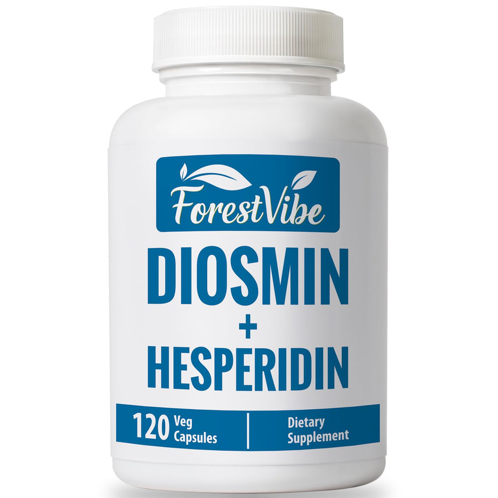 ForestVibe Diosmin Hesperidin 1000mg Complex, Citrus Bioflavonoid Rich Fruit Extract, 120 Vegan Capsules, 2 Month Supply, Non-GMO and Gluten Free Diosmin Supplement