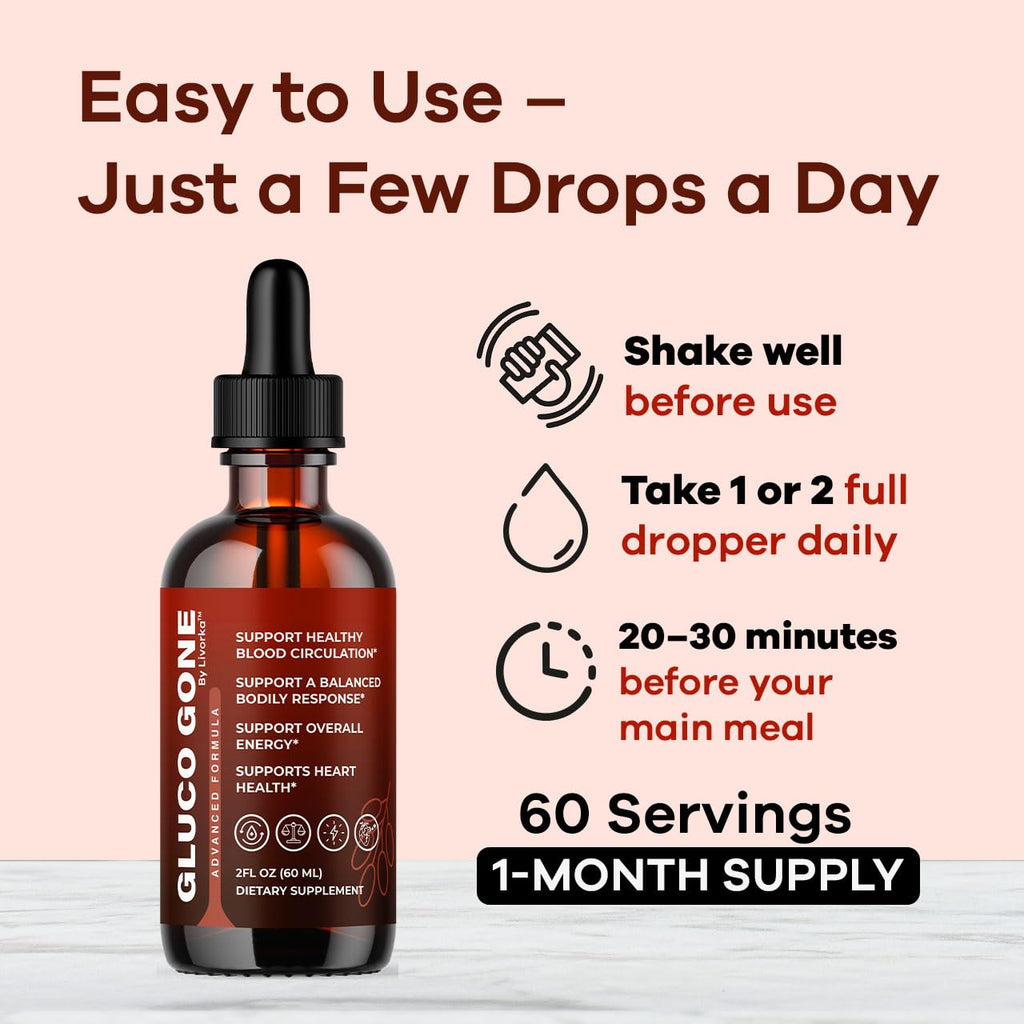 (3 Pack) GlucoGone Drops - Original Premium GlucoGone Liquid Drops All Natural Ingredients Support Advanced Formula for Overall Health & Wellness, Organic Droppers, 3 Bottles for 3 Months
