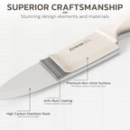 Astercook Knife Set, 15 Pieces Kitchen Knife Set with Sharpener Block, German Stainless Steel Knives with Anti-Rust Coating, Dishwasher Safe, Elegant Cream White Design, Perfect for Holiday Gifts