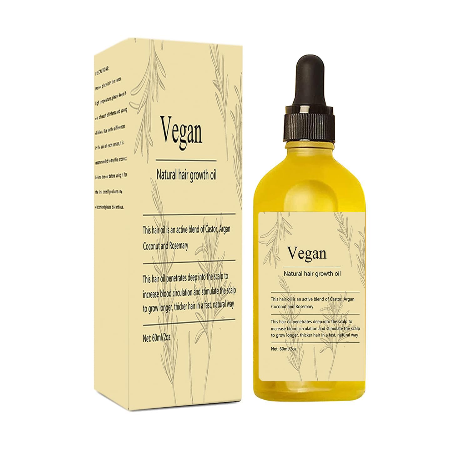 Vegan Natural Hair Growth Oil, 1Pcs hair growth oil Rosemary Oil for Hair Growth Organic for dry damaged hair and growth