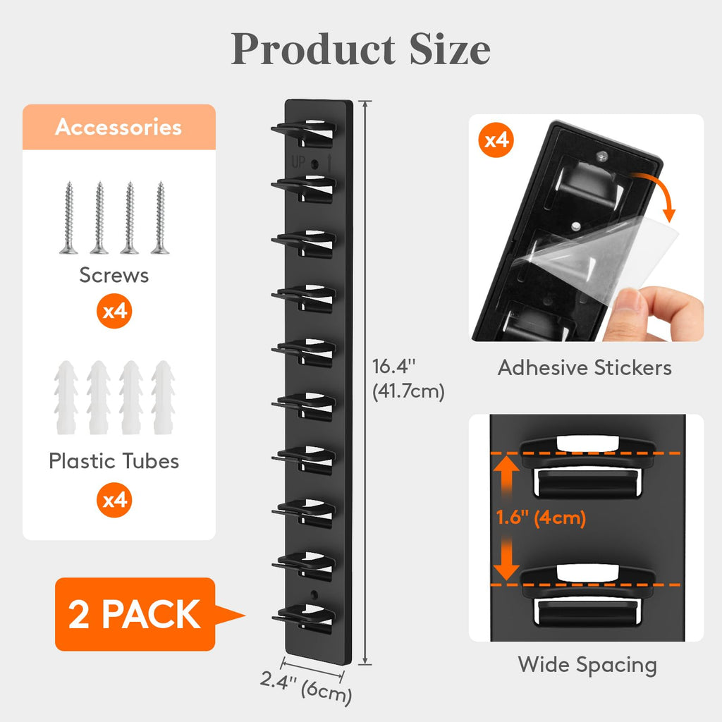 Lifewit Wall-Mounted Hat Organizer, 20 Baseball Caps Storage with Elastic Clamps (Each Holds 10), Hat Display Rack for Door, Retail Store, Nails or Adhesive, Closet Cap Holder, Black, 2-Pack