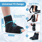 NEWGO Ice Pack Foot Ankle Ice Pack Wrap for Plantar Fasciitis, Foot Surgery Recovery, Hot Cold Therapy Ice Boot for Bunions, Ankle Injury, Swelling, Burning Feet - 2 Pack Black