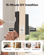 eufy Security Smart Lock C33, Keypad Door Lock with Handle, Fingerprint Door Knob, Keyless Entry Door Lock for Front Door and Bedrooms, Electronic Deadbolt, Wi-Fi, App Control, IP53 Waterproof, Black