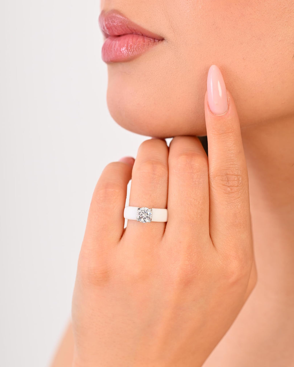Rinfit Silicone Ring with Stone, Round Cut CZ - Pack: A, Wht/Sil, Size 7