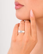 Rinfit Silicone Ring with Stone, Round Cut CZ - Pack: A, Wht/Sil, Size 7