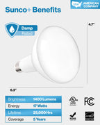 Sunco 10 Pack BR40 LED Light Bulbs, Indoor Flood Lights, Recessed Can Light Bulb, 1400 LM, 17W (100W Equivalent), 6000K Daylight Deluxe, Dimmable, E26 Base, for Home, Bedroom, Kitchen UL