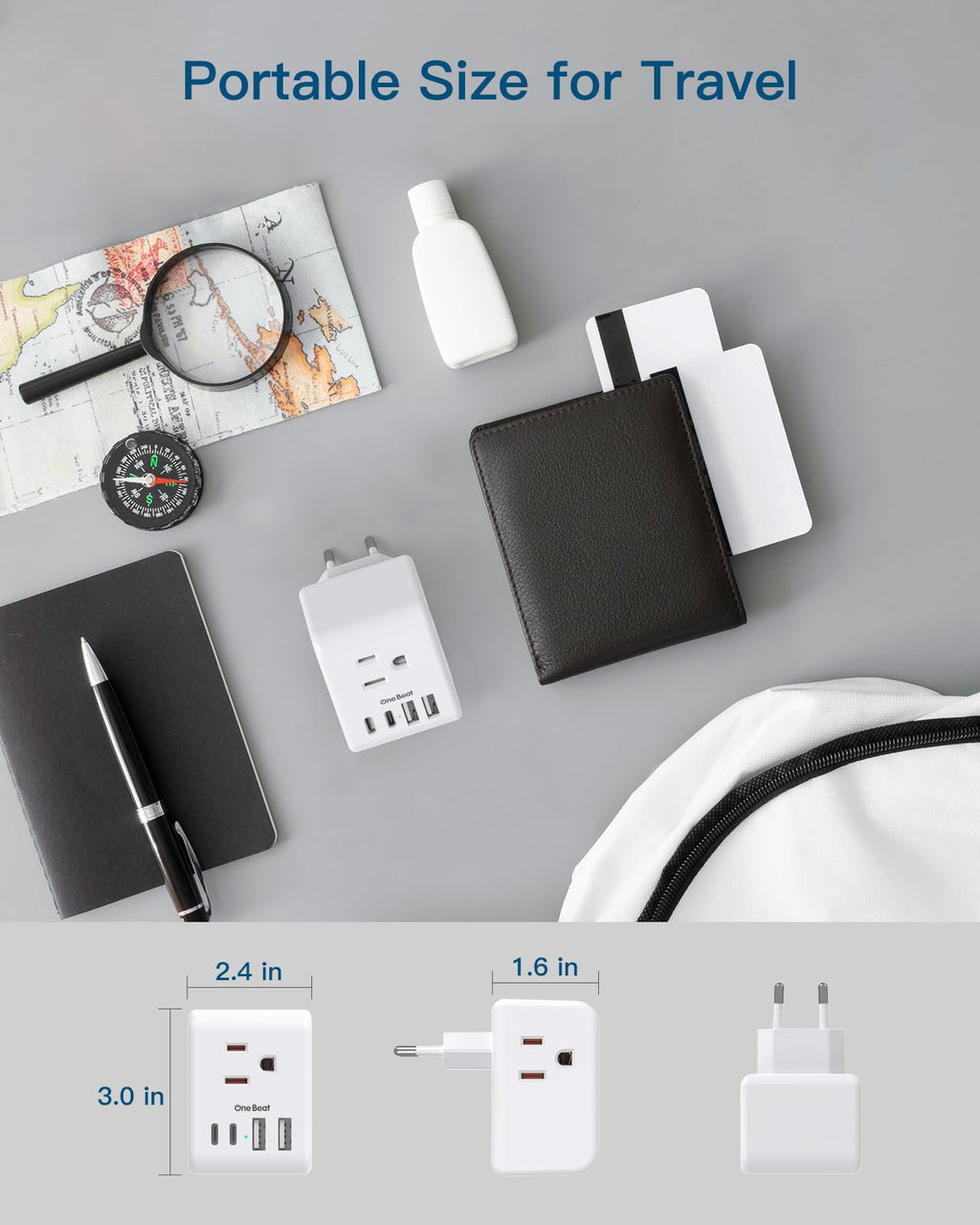 2 Pack European Travel Plug Adapter, International Power Plug Adapter with 3 Outlets 4 USB Charging Ports(2 USB C), Type C Plug Adapter Travel Essentials to Most Europe EU Spain Italy France Germany