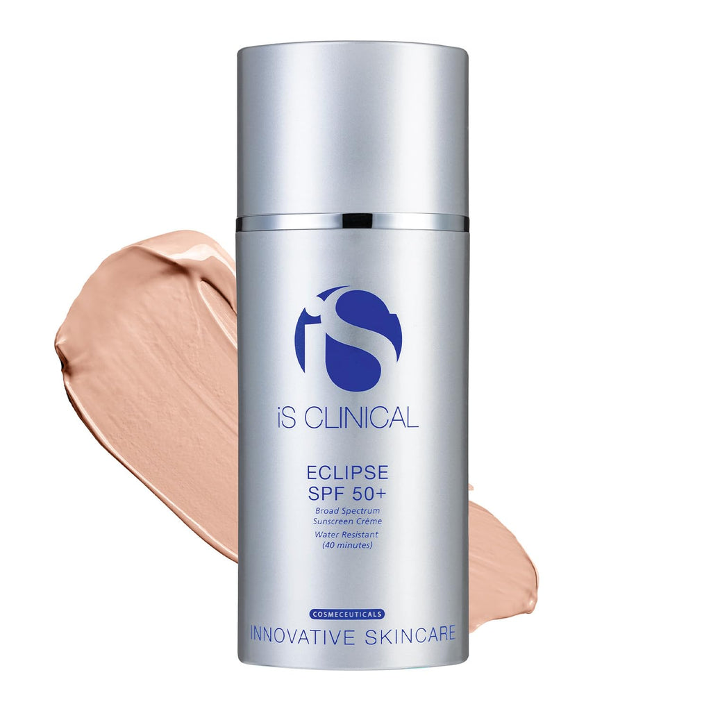 iS CLINICAL Eclipse SPF 50+ Sunscreen, Zinc Oxide tinted beige sunscreen, ultra sheer non-greasy matte finish sun cream for face