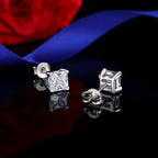 Sterling Silver Stud Earrings for Men Women Princess 6MM Cubic Zirconia CZ