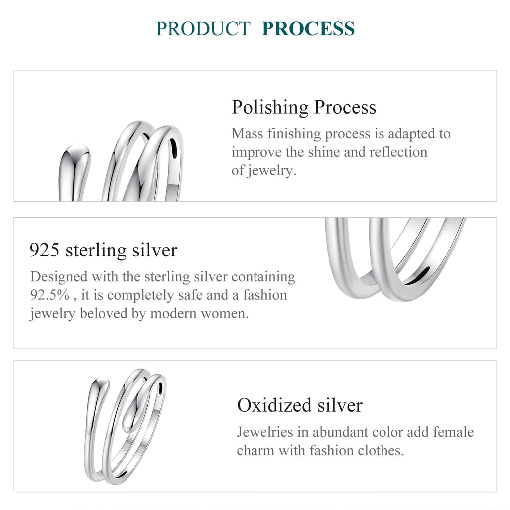 MUNDELL 925 Sterling Silver Simple Multi-layer Open Ring Adjustable Ring for Women Stackable Ring Fine Jewelry