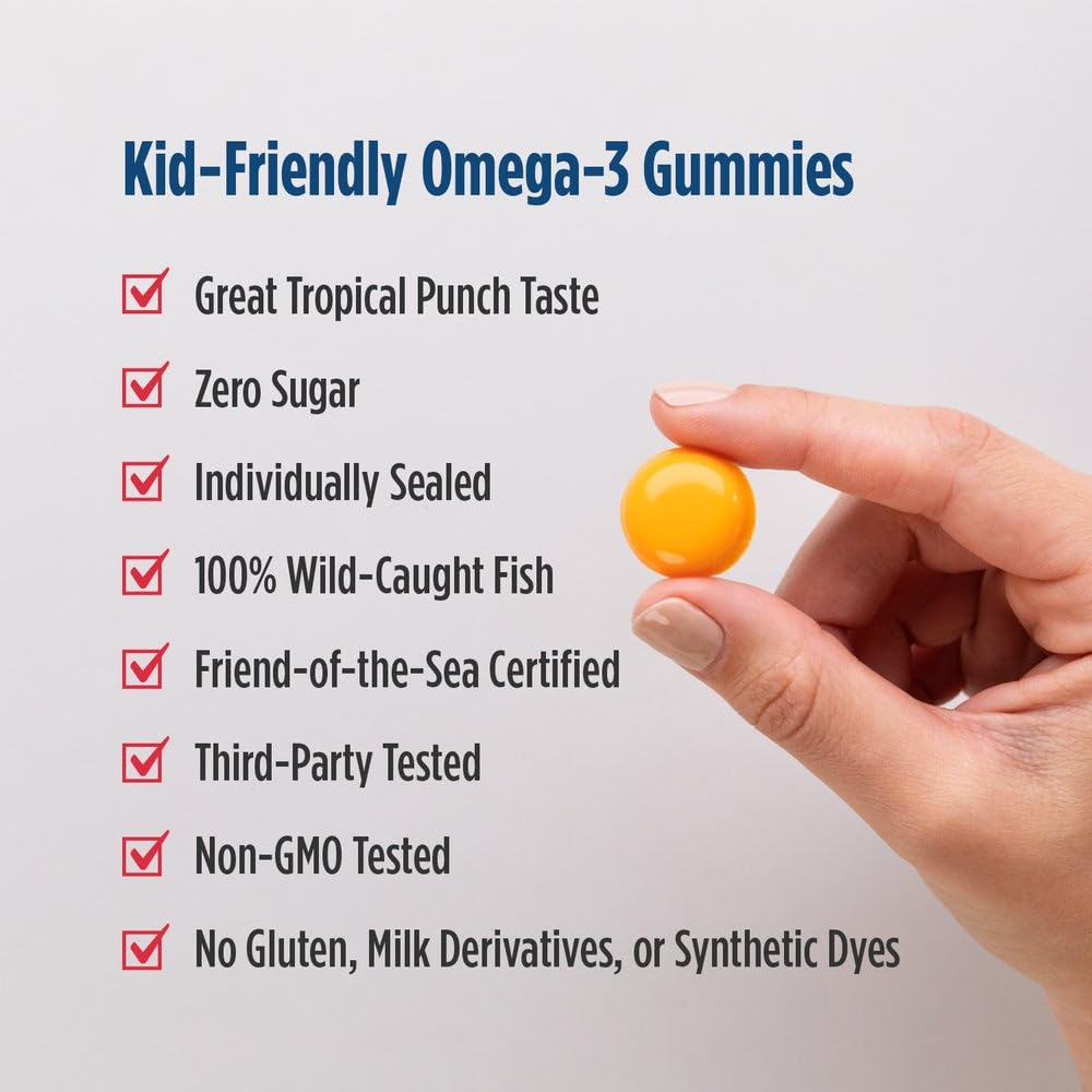 Nordic Naturals Zero Sugar Children’s DHA Gummy Chews, Tropical Punch - 30 Gummy Chews for Kids - 600 mg Total Omega-3s - Brain Development, Learning, Healthy Immunity - Non-GMO - 30 Servings