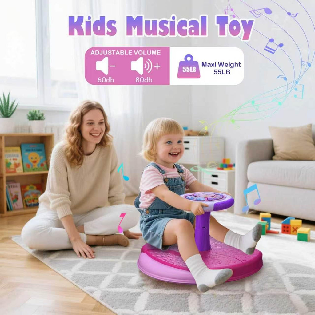 VROGTIK Sit and Spin Toys for Girls, 360° Spinning Seat with LED Lights and Music Christmas Birthday Gift Girl Sensory Toys