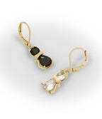 Betsey Johnson CZ Cat Mismatched Drop Earrings