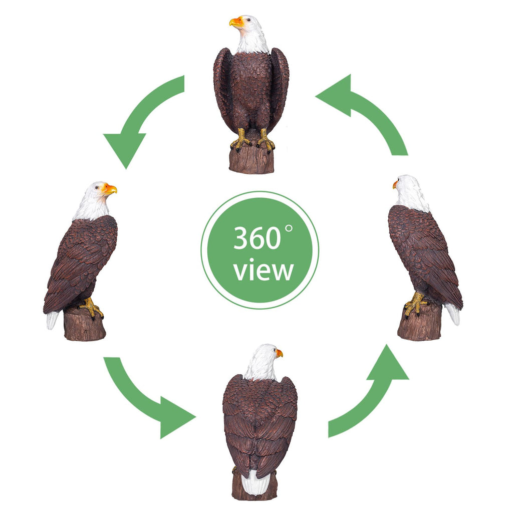 SHAODIE H:15.7in Outdoor Great Eagle Sculpture Garden Decoration Hand-Painted Bald Eagle Decoration - Bald Eagle Statue, Majestic American Indoor/Outdoor American Office, Courtyard Decoration