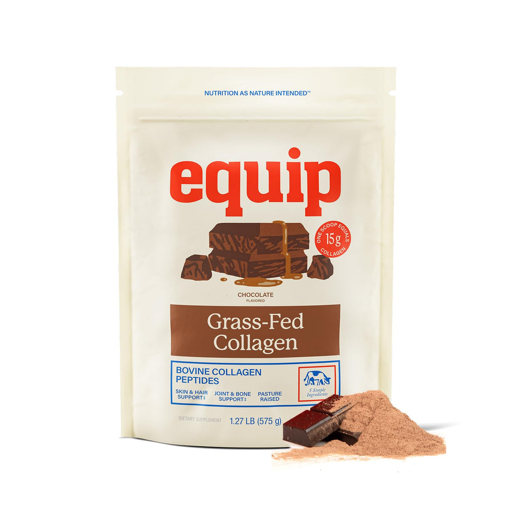 Equip Foods Grass Fed Collagen Powder | Hydrolyzed Bovine Collagen Peptides with Amino Acids | Prime Beef Collagen for Healthy Joints, Skin & Nails | Non-GMO, Paleo Friendly | 30 Servings, Chocolate