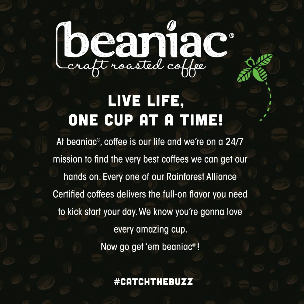 beaniac Organic Daily Dose Donut Shop, Light Roast, Single Serve Compostable K Cup Coffee Pods, Organic Arabica Coffee, Keurig Brewer Compatible, 30 Count