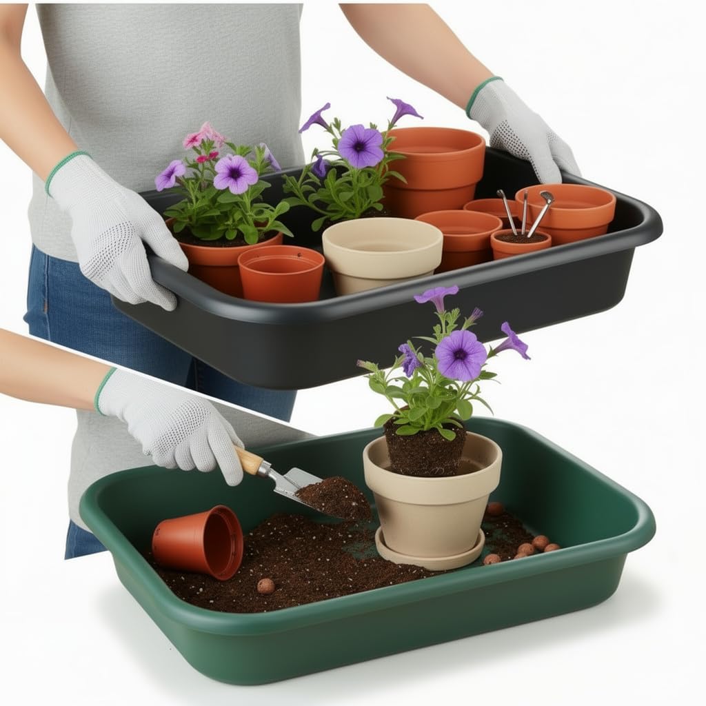 2-Pack Plant Potting Tray– MultiFunctional Large Heavy-Duty GardenTidy Tray