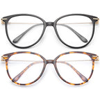 Gaoye Blue Light Blocking Glasses - Trending Round TR90 Frames, Metal Arms, UV400 Protection - Matching Soft Case