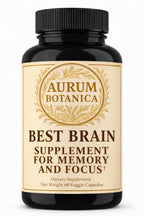 AURUM BOTANICA Best Brain Supplement for Memory and Focus - L-Theanine, Lion's Main, Vitamin B6, B12, D3, Folate, L-Tyrosine, Bacopa Monnieri, Alpha GPC, Theacrine, 30mg of Natural Caffeine (60 Count)