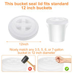 4 Pieces 5 Gallon Leak-Proof Bucket Lid Food Grade Plastic Storage Buckets Screw Seal Lids Screw Pail Lid Pet Food Storage Chicken Feeders Paint Storage Compatible with Gamma,White