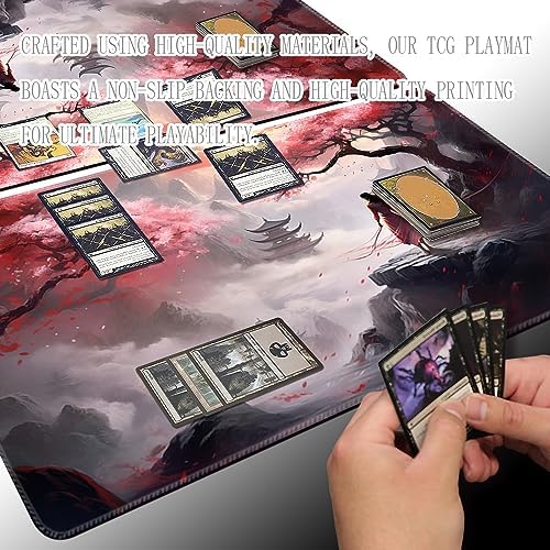 MTG Playmat Size 24x14in Free Storage Bags Non-Slip Backing, Ideal for Card Game Enthusiasts TCG Playmat (Sky Tower-No Deck)