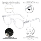 OCCI CHIARI Stylish Round Reading glasses Men 1.5x Lightweight Clear Readers for Narrow face(1.0 1.25 1.5 1.75 2.0 2.25 2.5 2.75 3.0 3.5 4.0 5.0 6.0)