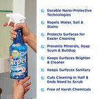 Clean-X REPEL Glass & Surface Cleaner 32 fl. oz. - Cleans & Repels water spots and dirt on glass, mirror, tile and multi surface by UNELKO (2)
