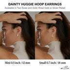 Milla Small Huggie Hoop Earrings for Women, 14K Gold Plated, 0.5 inches