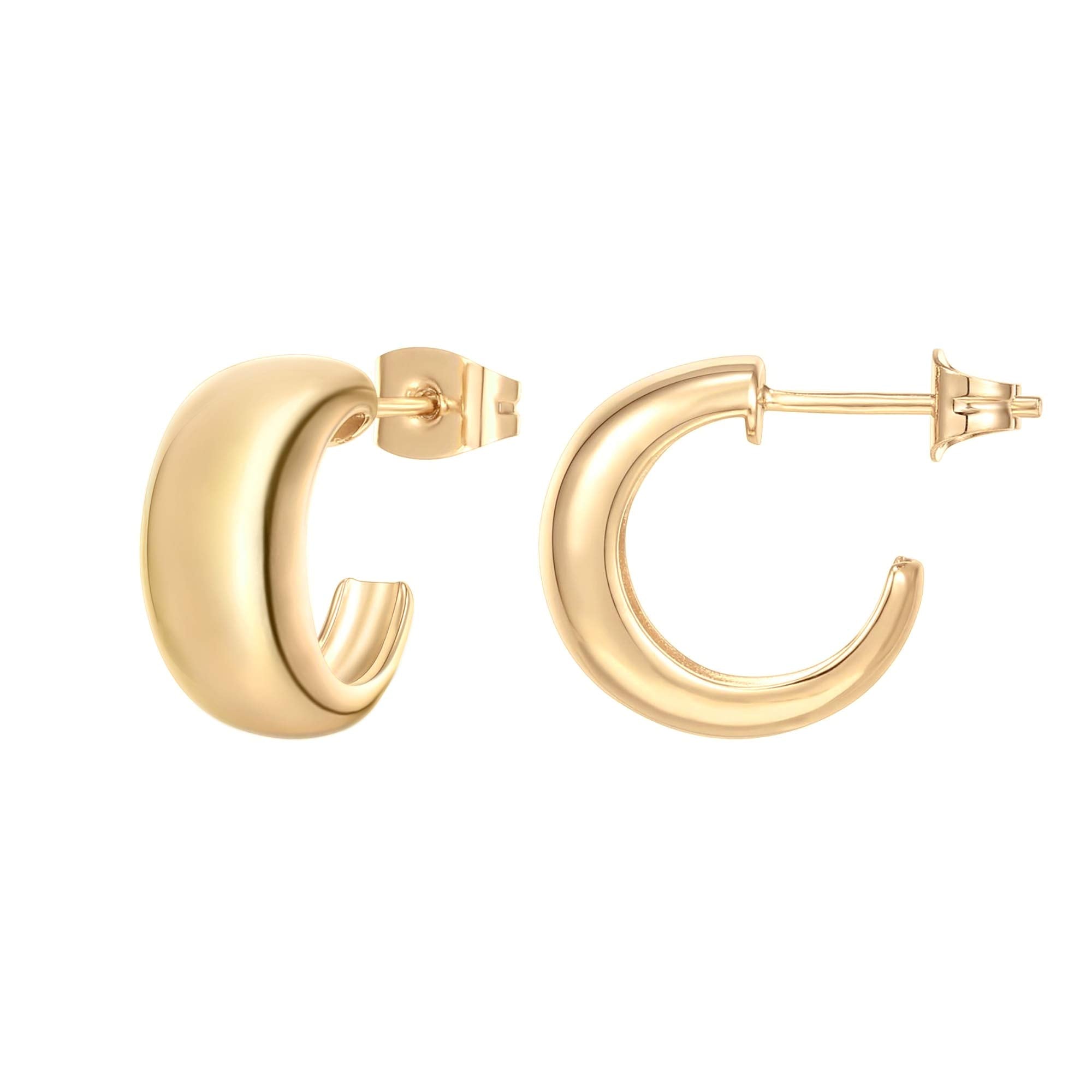 PAVOI Huggie Earrings for Women, 18K Gold, Yellow Gold, Size 15 Millimeters