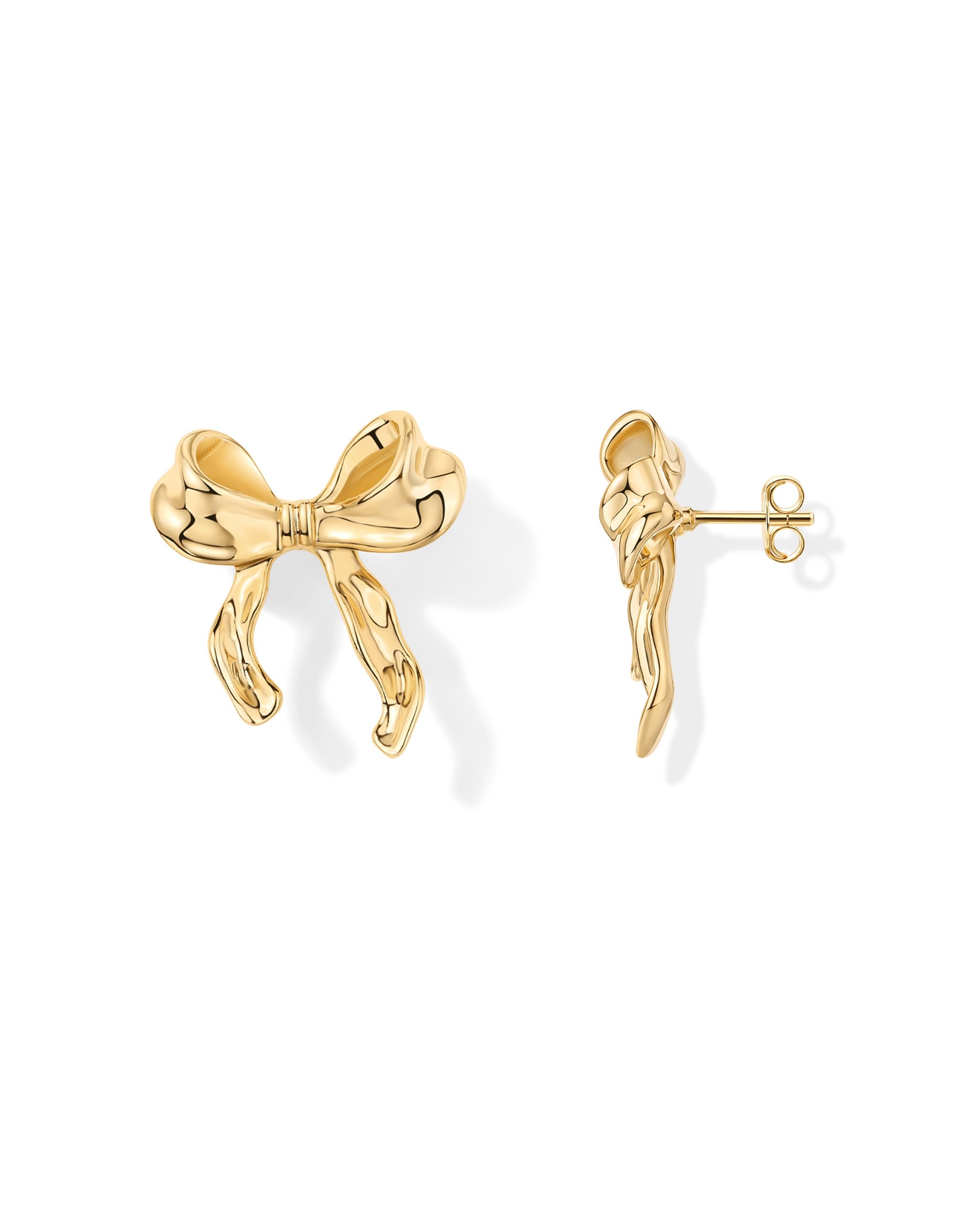 PAVOI Stud Earrings, 14K Gold Plated, Yellow Gold, Size 30 x 25 Millimeters