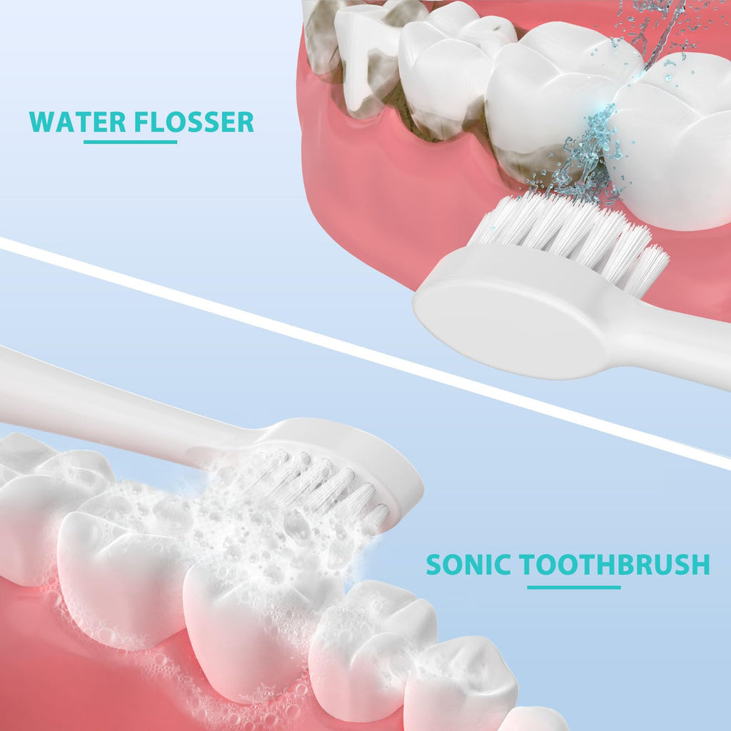 Replacement Flossing Toothbrush Heads for Waterpik and ZoCCee - Compact Floss Brush Head- 3 Count - White